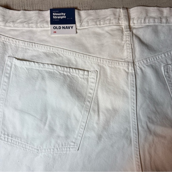 Old Navy Women 28 White High Rise Slouchy Straight Fray Raw Hem Denim Shorts - Picture 12 of 16